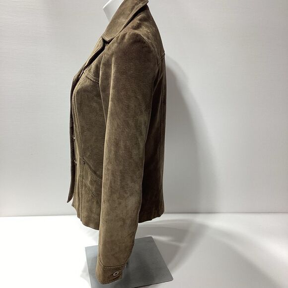 Anonymous By John Carlisle Suede Leather Coat Olive Green Small - Picture 4 of 12
